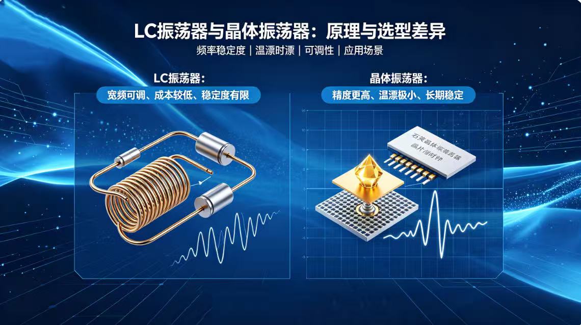 LC振蕩器與晶體振蕩器區別詳解：選型對比與頻率穩定度分析